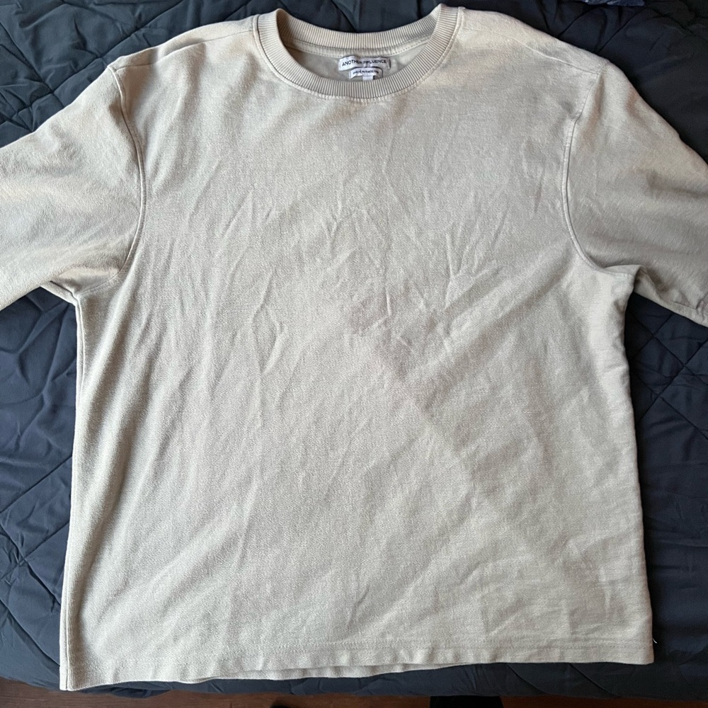 Men's Beige Crew Neck Shirt